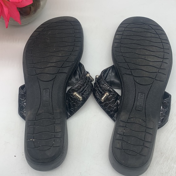 Rialto Black Silver Leather Kismet Thong Flip Flop Sandals Size 8.5 FFT5218E - Picture 10 of 10